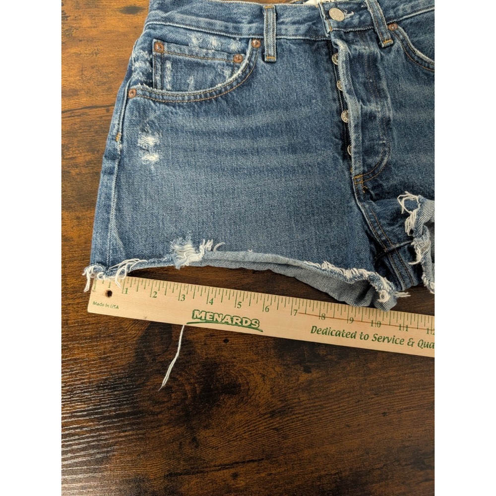 Agolde Parker Denim Shorts Vintage Blue Cut Off High Rise Distressed Size 26 - Picture 12 of 13